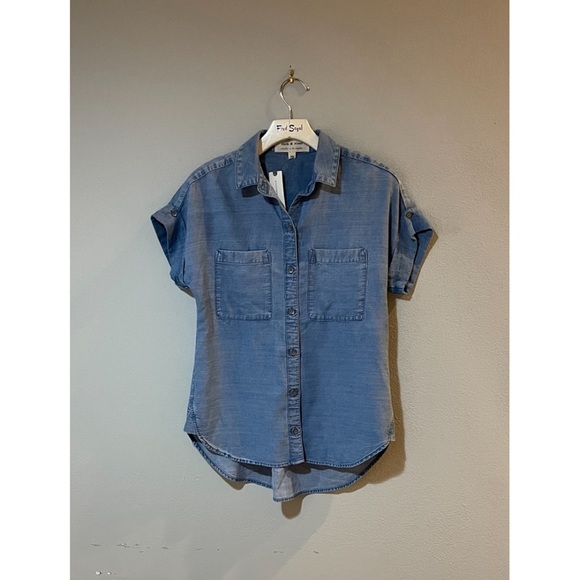 Anthropologie Cloth & Stone Chambray Blouse- XS,S - Picture 4 of 6